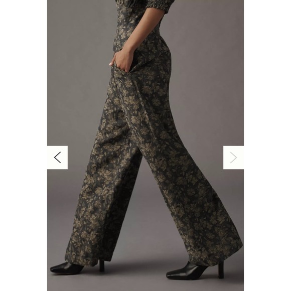 Anthropologie Size-M Women's Jumpsuit Linen Blend Floral Puff Sleeve - Picture 4 of 16